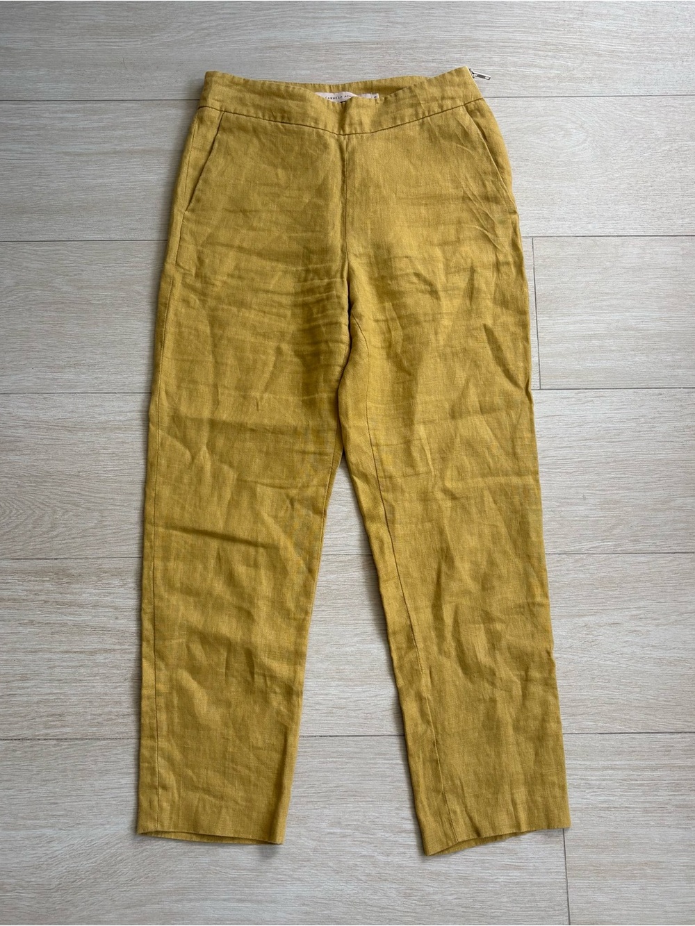 Vintage CARMELA ACHAVAL Yellow Mustard Linen pants. 100% linen.